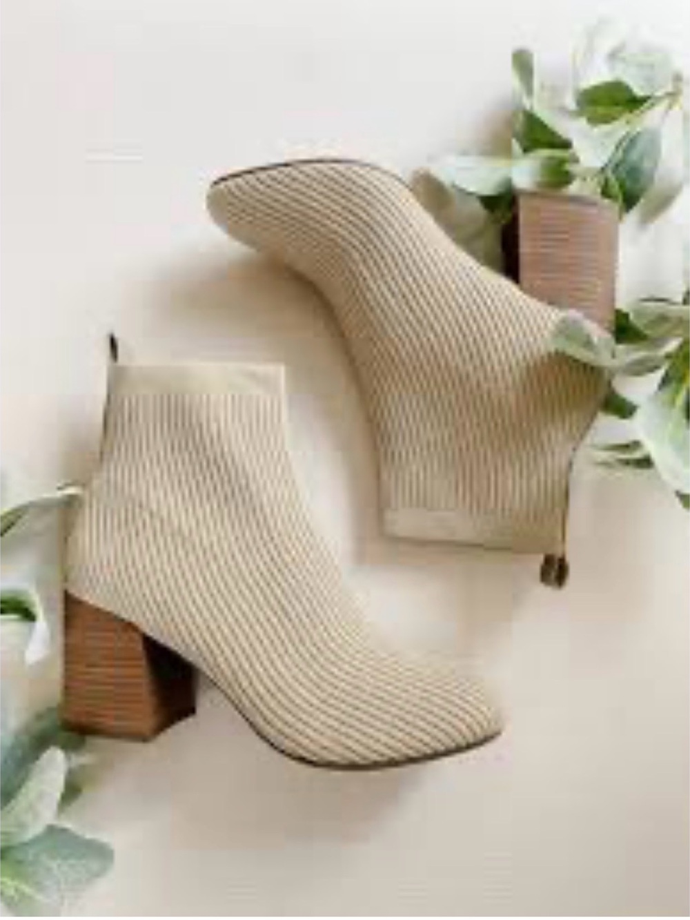 LC Lauren Conrad Beige Knit Block Heel Booties